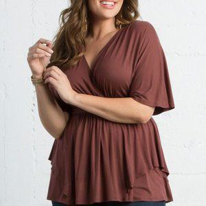 Kiyonna Promenade Top Light Brown 2X